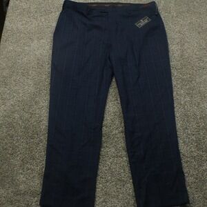 Bocaccio Uomo pants Mens 44x32 Blue Plaid Performance Stretch‎ dress pants
